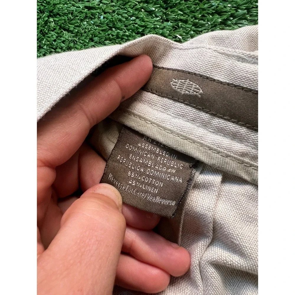 Savane Mens Pleated Linen Cotton Blend Pants Natural Beige 36x31 44600969 Cuffed